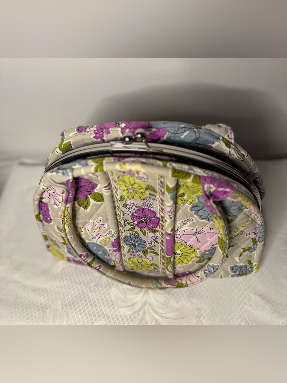 Vera Bradley Quilted Floral Frame Satchel-Retired Pattern- Double Compartment - Picture 2 of 16